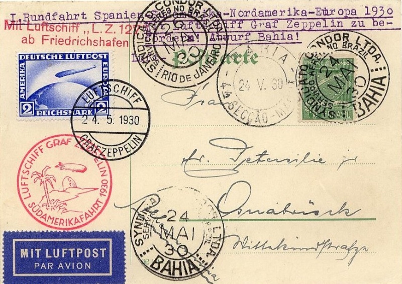 nach - Südamerikafahrt 1930, Post nach (Salvador de) Bahia 57_ba_10