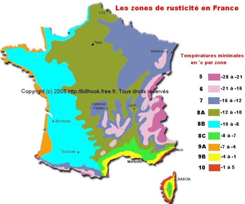 Les Zones de rusticité en France Zone-r10