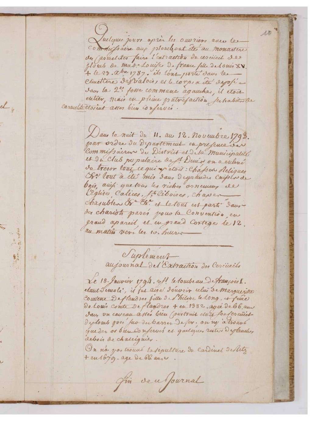 18 octobre 1793: Procès-verbal de l'extraction des cercueils royaux et princiers 00019110