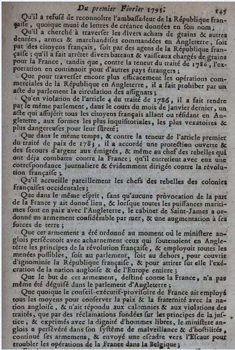 1er février 1793 (13 Pluviôse An I): Déclaration de guerre à la Grande-Bretagne et à la Hollande 22ure12