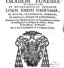 04 mars 1722: Oraison funèbre de Louis Joseph de Grignan, évêque de Carcassonne  33393110