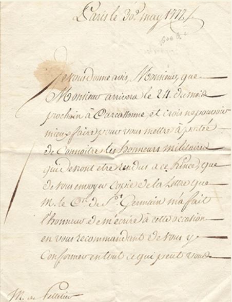 30 mai 1777: Talleyrand annonce la venue de Monsieur (frère de Louis XVI) à Carcassonne  Capt1008