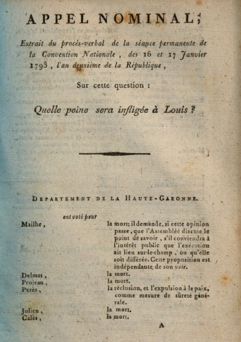 17 janvier 1793: Verdict du procès de Louis XVI Capt2916