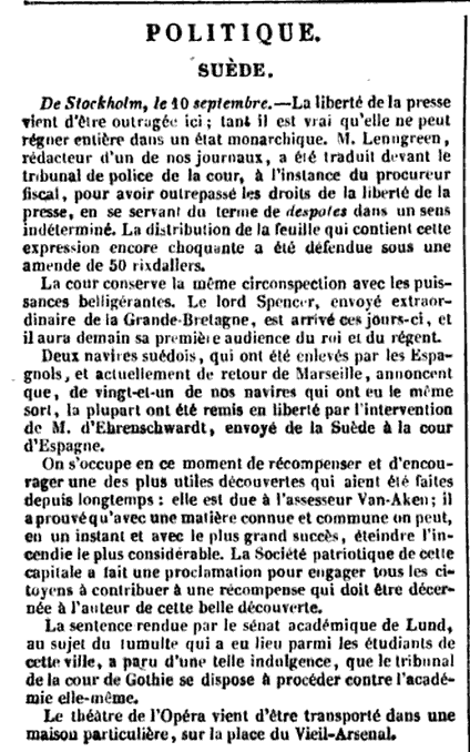 10 septembre 1793: Suède Captu222