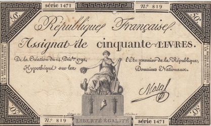 14 Décembre 1792: Trois assignats de cinquante livres Captu553