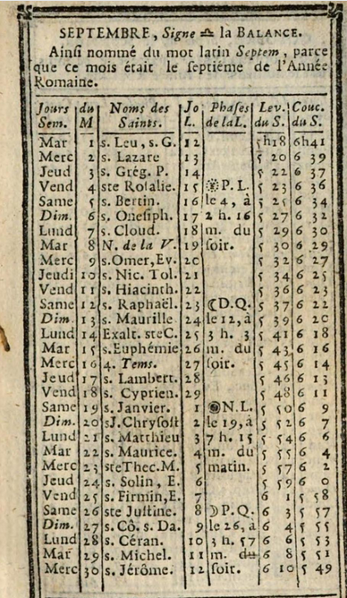 1er septembre 1789: Almanach Captu698