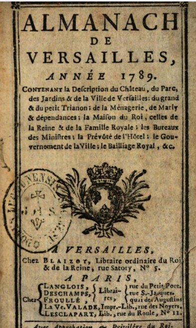 1er Janvier 1789: Almanach Captu702