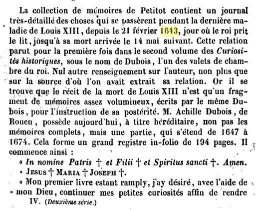 1er avril 1643: Du Bois parle de la maladie du Roi Captu795