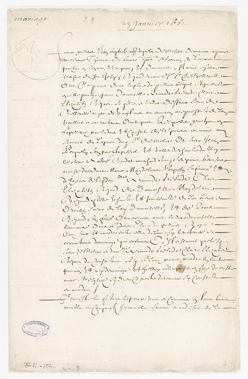 20 février 1662: Molière épouse Armande Béjart Contra12