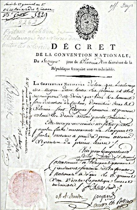 03 février 1794: Sur proposition des députés Danton, Lacroix et Levasseur l'esclavage est aboli. Ep1iaw10