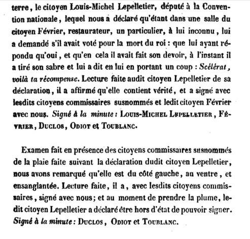 20 janvier 1793 (1 Pluviôse): assassinat de Lepeletier de Saint-Fargeau par Pâris Greve114