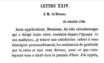 28 octobre 1789: A M. de Brissac Lettre24