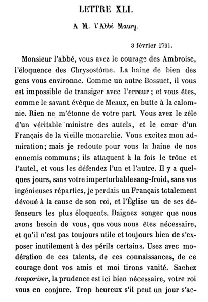 03 février 1791: A M. l'Abbé Maury Lettre43