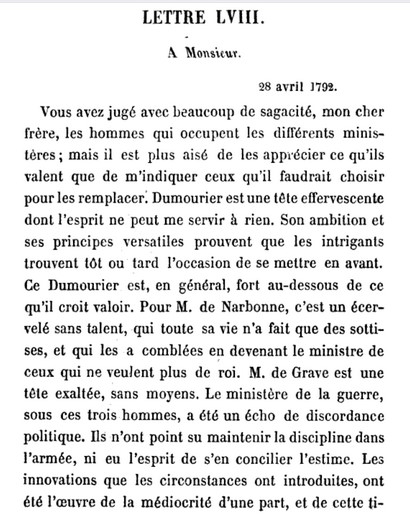 28 avril 1792: A Monsieur Lettre72