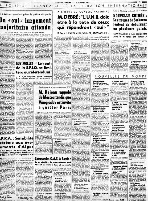 ALGERIE PRESSE MARS 1962, suite 1 272