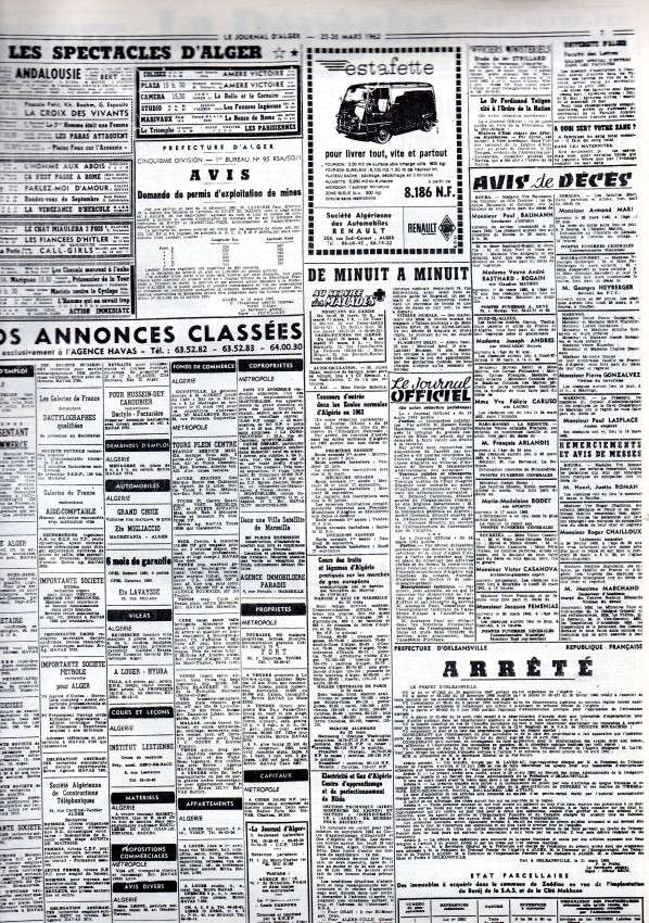 ALGERIE PRESSE MARS 1962, suite 1 454