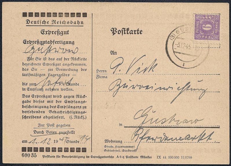 1945 - Deutsches Reich - Belege aus Dezember 1945 1945-114