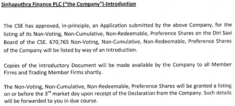 Sinhaputhra Finance Introduction - Non Voting Preference Shares Sinha10