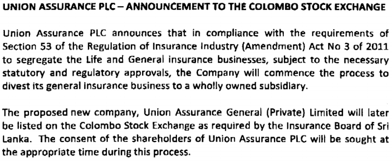 27-Mar-2014 Union Assurance - Corporate Disclosure Union10