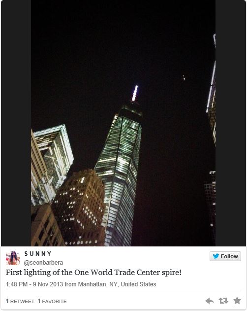 New York - World Trade Center - Spire Lights Up  World_11