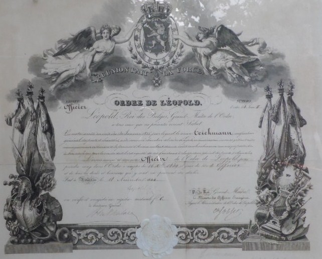 brevet de chevalier de l'ordre  Leopold. Leopol15