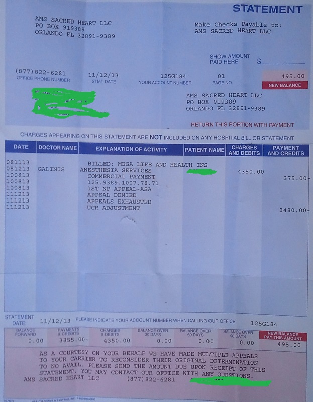 This hospital bill may shed a lot of light on why the cost of health care is so high. I dunno,  you tell me. Anasth10