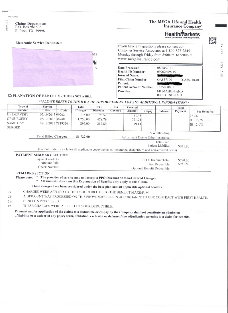 The cost of getting minor outpatient surgery at Sacred Heart Hospital  (the hospital which a report Mr. Ichi cited yesterday is one of the "most affordable" hospitals in the state) Bills117