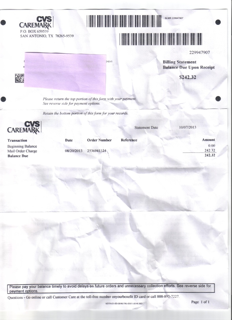 My latest experience with the greatest health care system in the world (pre-obamacare). Cvs10
