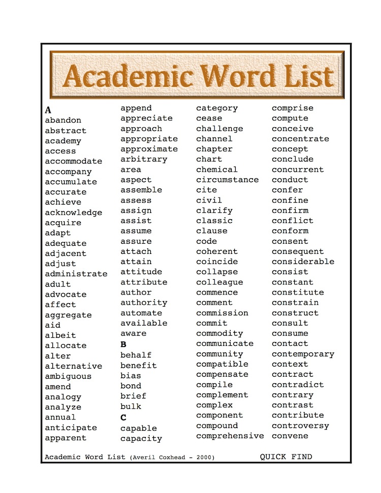 Academic Word List 110
