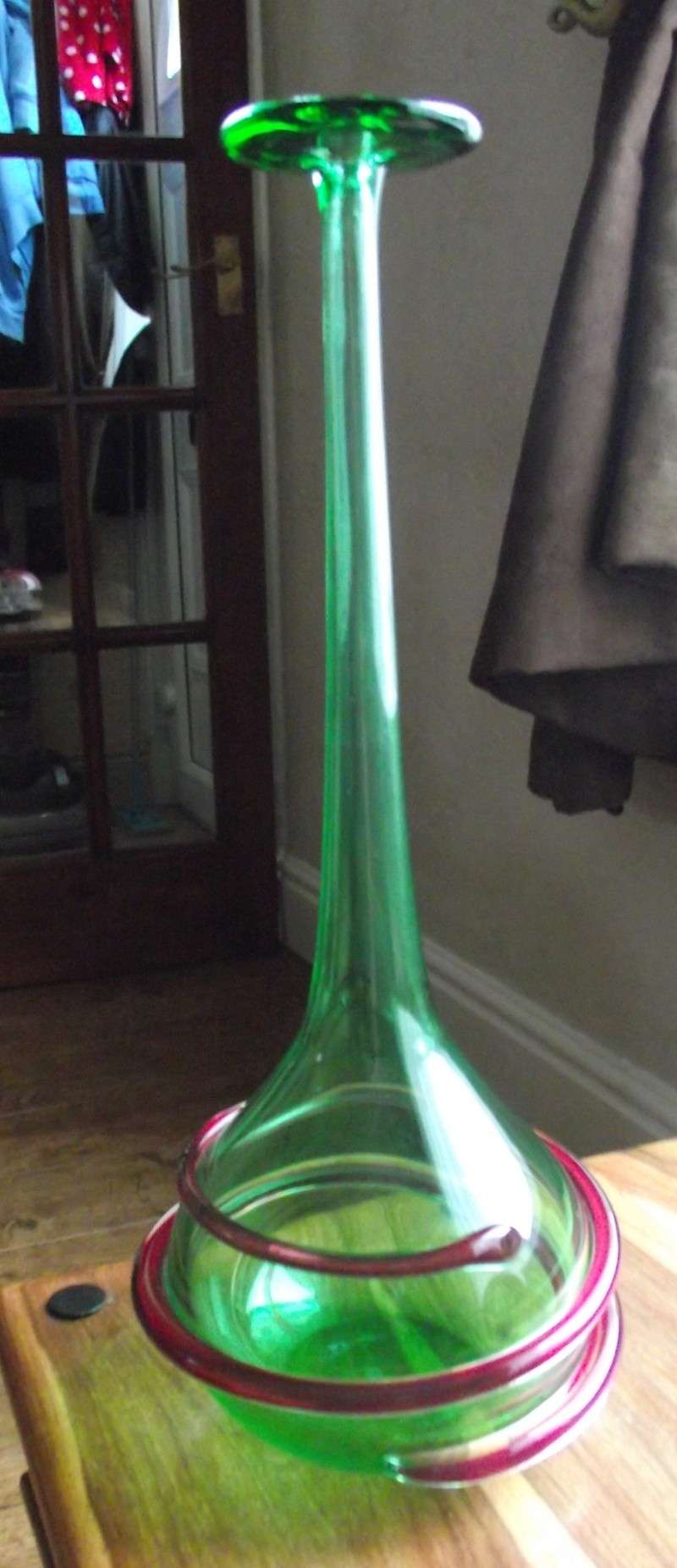 Tall narrow neck green vase  Dscf5613