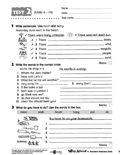 Way ahead 4 Test2 for Grade 4 4-11