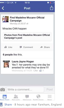 NOW THE SCUM ARE ATTACKING THE FIND MADELEINE FACEBOOK PAGE AS A SCAM Screen10