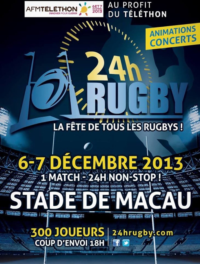 1 Match de Rugby de 24 Heures NON-STOP au profit du Téléthon le 7 Decembre 2013 à Macau 13841010