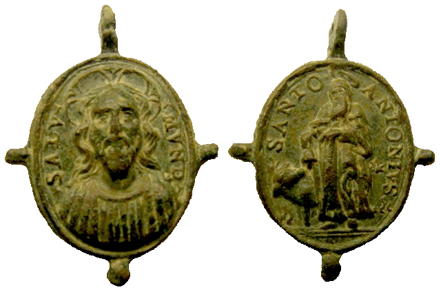 Medalla de Jesucristo / San Antonio Abad - s. XVII (SXVII-O103) Jesucr12