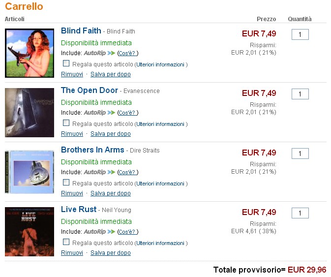 4CD 20€ su Amazon fino al 17 Dicembre su 2500 CD  - Pagina 3 Ordine10