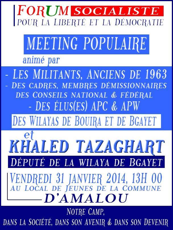 Meeting Populaire animé par les militants FFS 1963 et KHALED TAZAGHART le samedi 31 janvier 2014 à AMALOU 10033810
