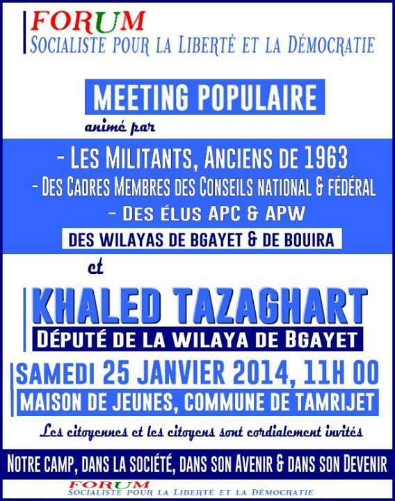 Meeting Populaire animé par les militants FFS 1963 et KHALED TAZAGHART le samedi 25 janvier 2014 à TAMERIJET 16228410