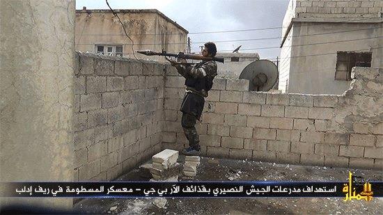 الهجوم على معسكر المسطومة في ريف إدلب واقتحام مواقع تمركز الجيش النصيري 10003211