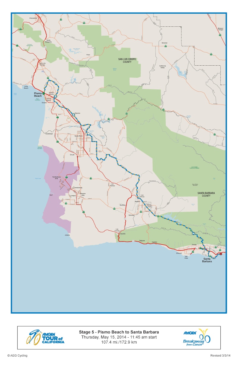 2014.05.15 ore 23,00 - Live Streaming Video AMGEN TOUR OF CALIFORNIA 2014 (Usa) (11-18 maggio 2014) - 5a tappa - Pismo Beach - Santa Barbara - 173,8 km   - 15 maggio 2014 - Elite STRADA ** Amgent14