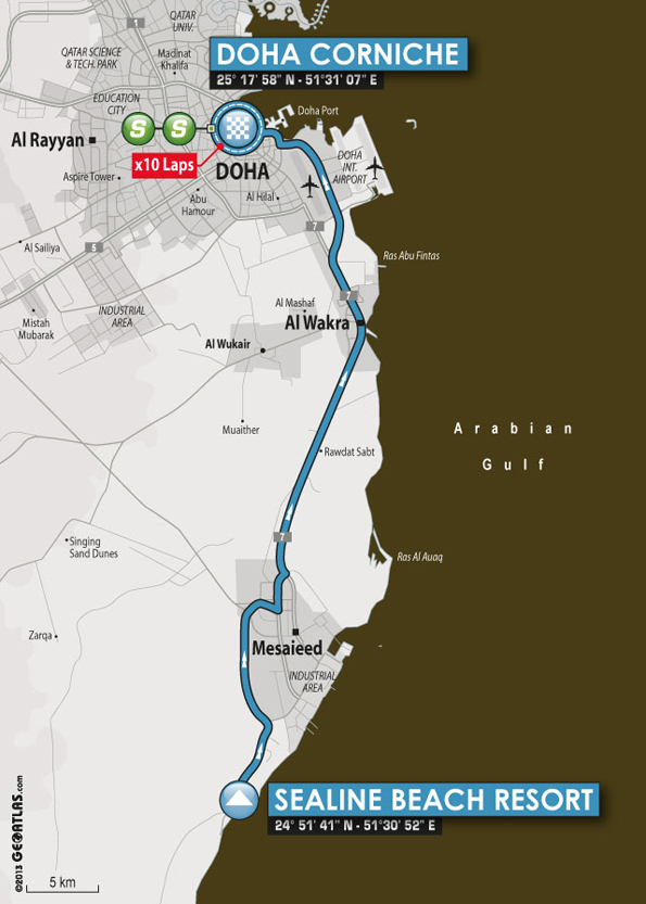 2014.02.14 ore 13,30 - Streaming Video TOUR OF QATAR 2014 (Qat) (9-14 febbraio) - 6a tappa - Sealine Beach Resort-Doha Corniche - 113,5 Km - 14 febbraio 2014 - Elite STRADA * Carte19