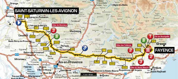 2014.03.14 ore 15,00 - Streaming Video PARIS-NICE 2014 (Fra) (09-16 marzo) - 6a tappa - Saint-Saturnin-lès-Avignon - Fayence - 221,5 km - 14 marzo 2014 - Elite STRADA ** Carte27