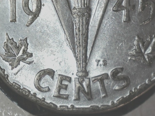 1945 - Coin Détérioré Revers #1 (Rev. Die Deterioration #1) 5_cen172