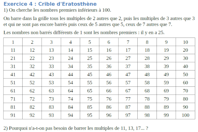 Exercice arithmétique Crible12