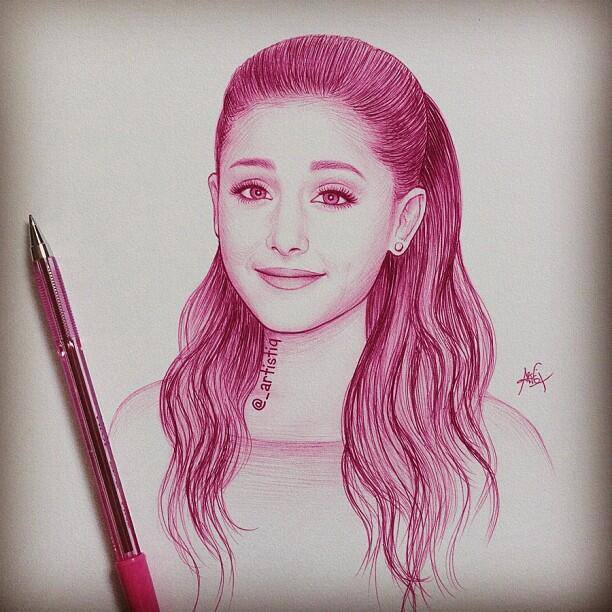 Dibujo de Ariana Grande con lapicero rojo! 14522310