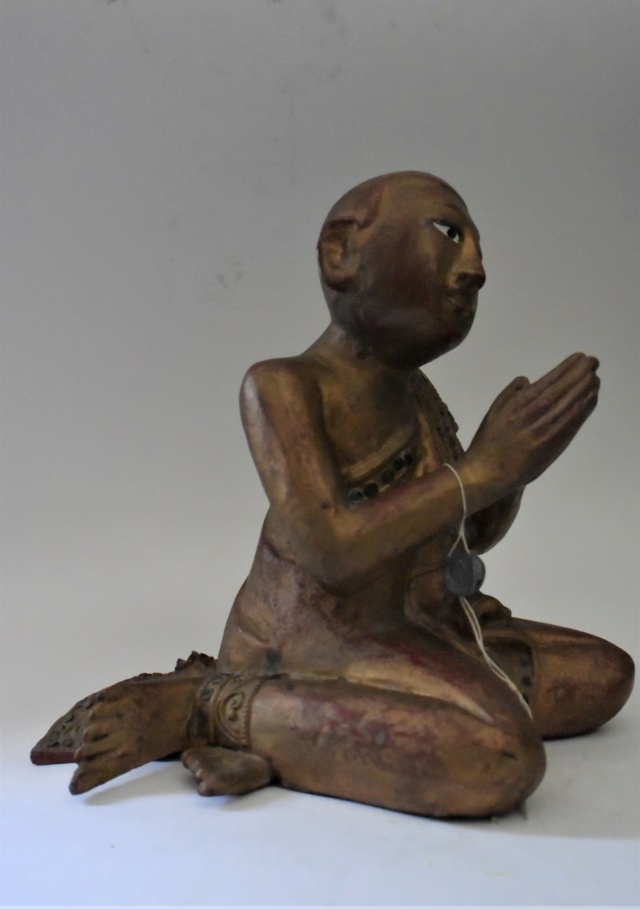 statue jeune moine bouddhiste polychrome Dsc_0216