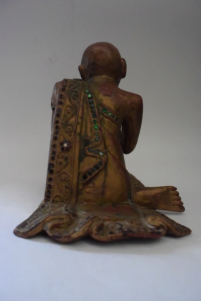 statue jeune moine bouddhiste polychrome Dsc_0221