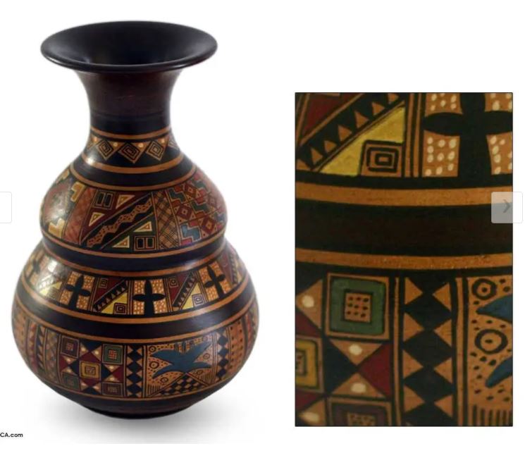 Vase de cérémonie Inca avec poignées de Jaguars ("américainerie") Huaman10