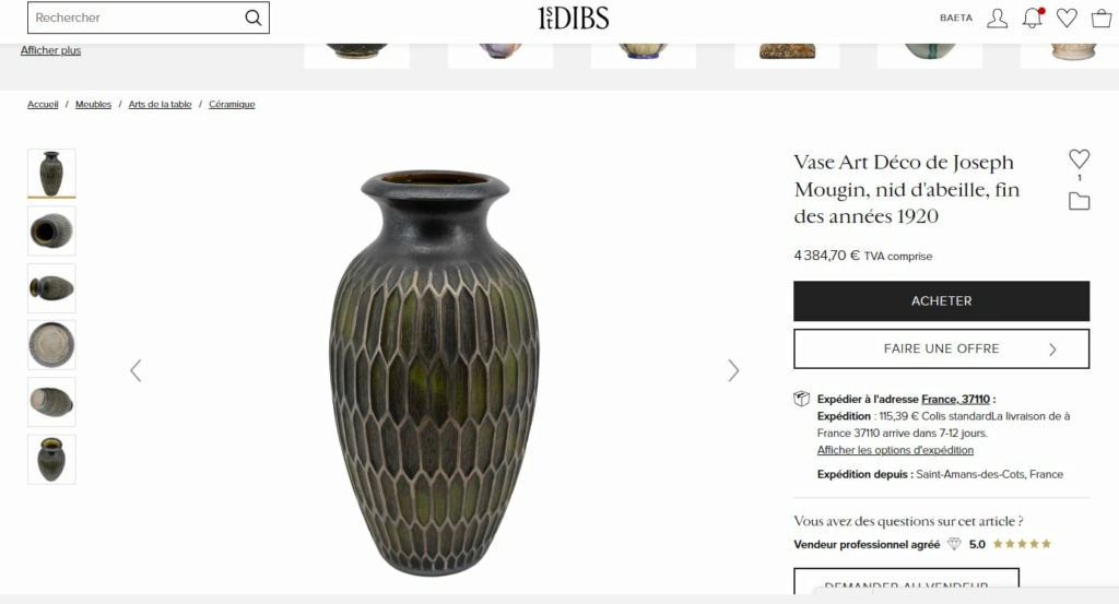 Nid d'abeille Vase de Joseph Mougin vers 1920 Mougin10