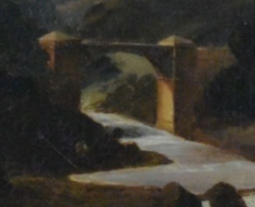 Ecole française vers 1840 "Paysage de montagne avec cascade" Pont_m10