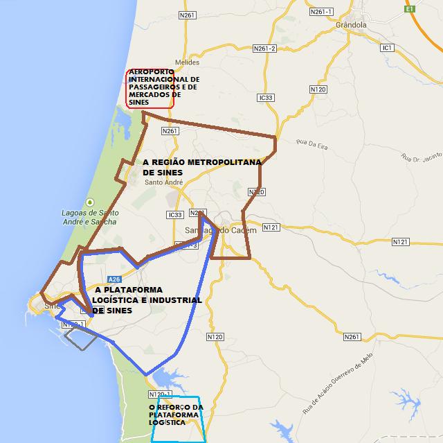 As mudanças radicais na região do porto de Sines Mapa312
